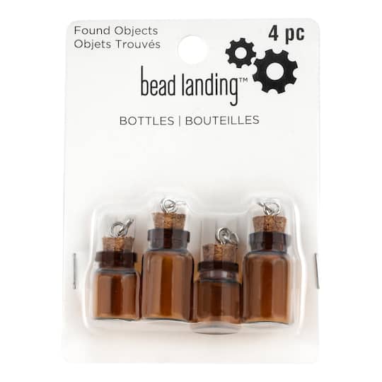 12 Packs: 4 ct. (48 total) Found Objects Brown Glass Bottle Charms by Bead Landing&#x2122;